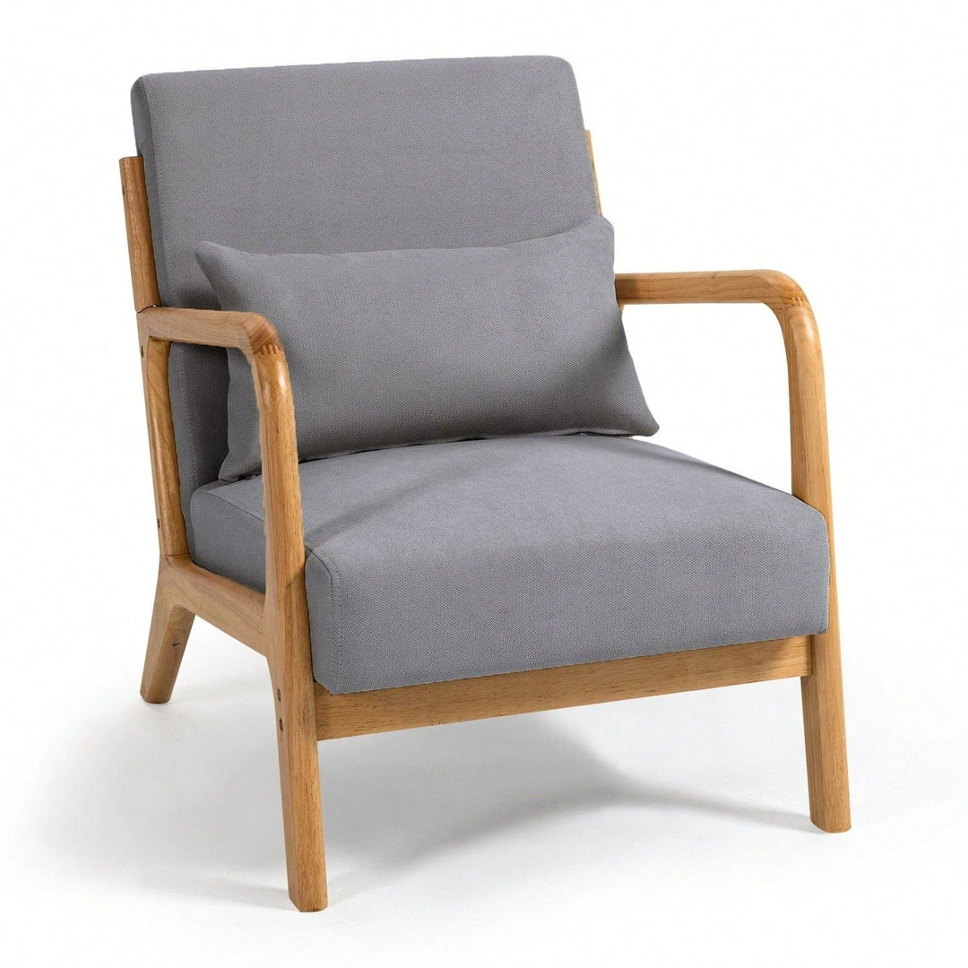 Solid Wood Leisure Chair With Mid-Century Modern Accent Sofa Image 1