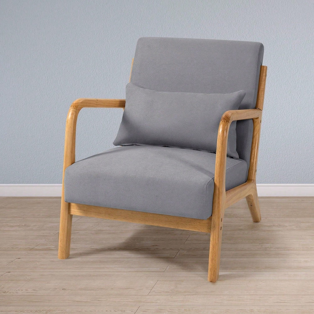 Solid Wood Leisure Chair With Mid-Century Modern Accent Sofa Image 6