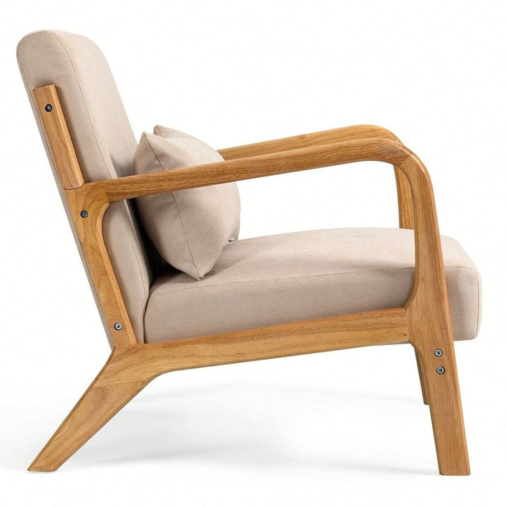 Solid Wood Leisure Chair With Mid-Century Modern Accent Sofa Image 9