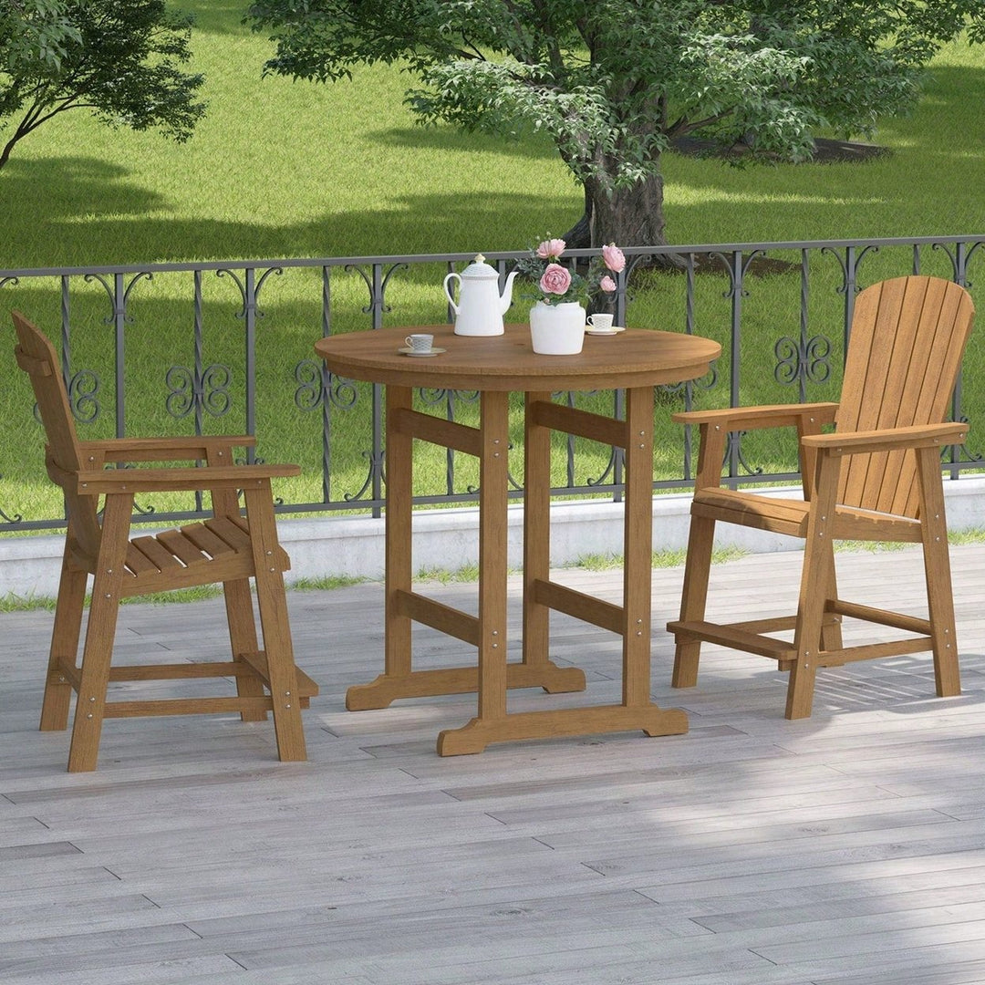 Set Of 2 Hips Bar Chairs With Armrests, Outdoor Patio Bar Chairs Image 9