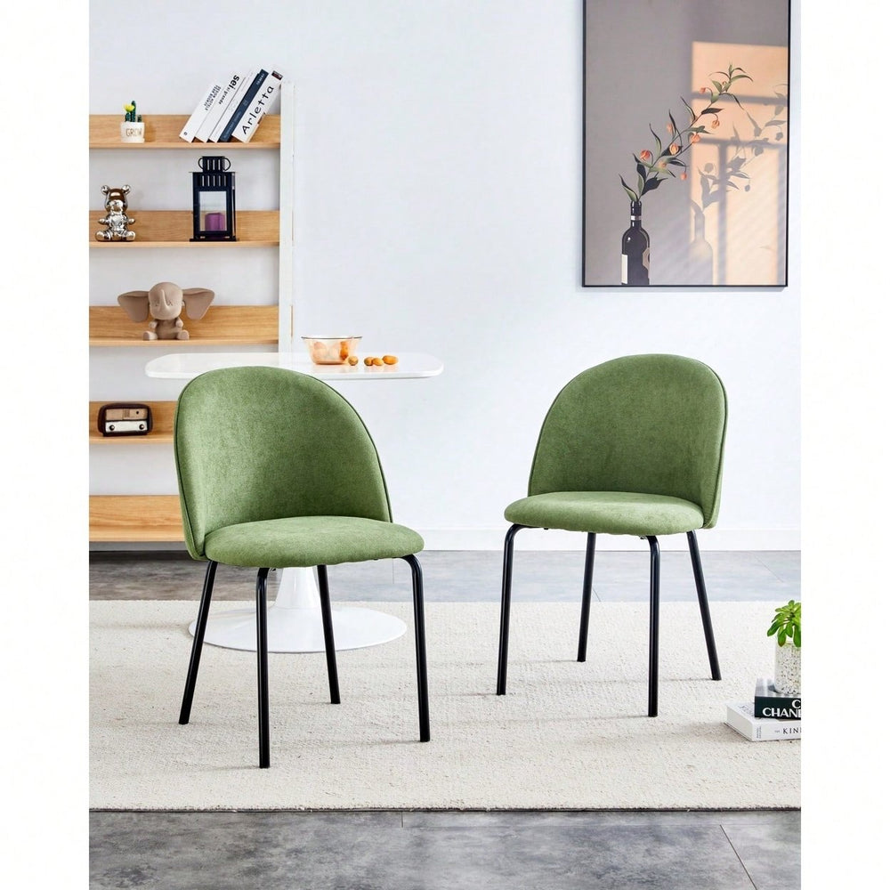 Stylish Upholstered Dining Chairs Set of 2 with Comfortable Backrest and Soft Cushions for Living Room Kitchen Cafe Image 2