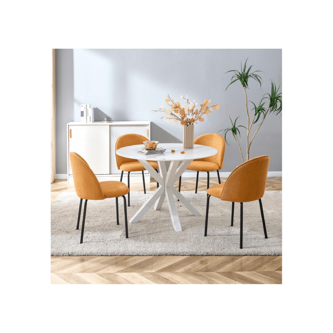 Stylish Upholstered Dining Chairs Set of 2 with Comfortable Backrest and Soft Cushions for Living Room Kitchen Cafe Image 7