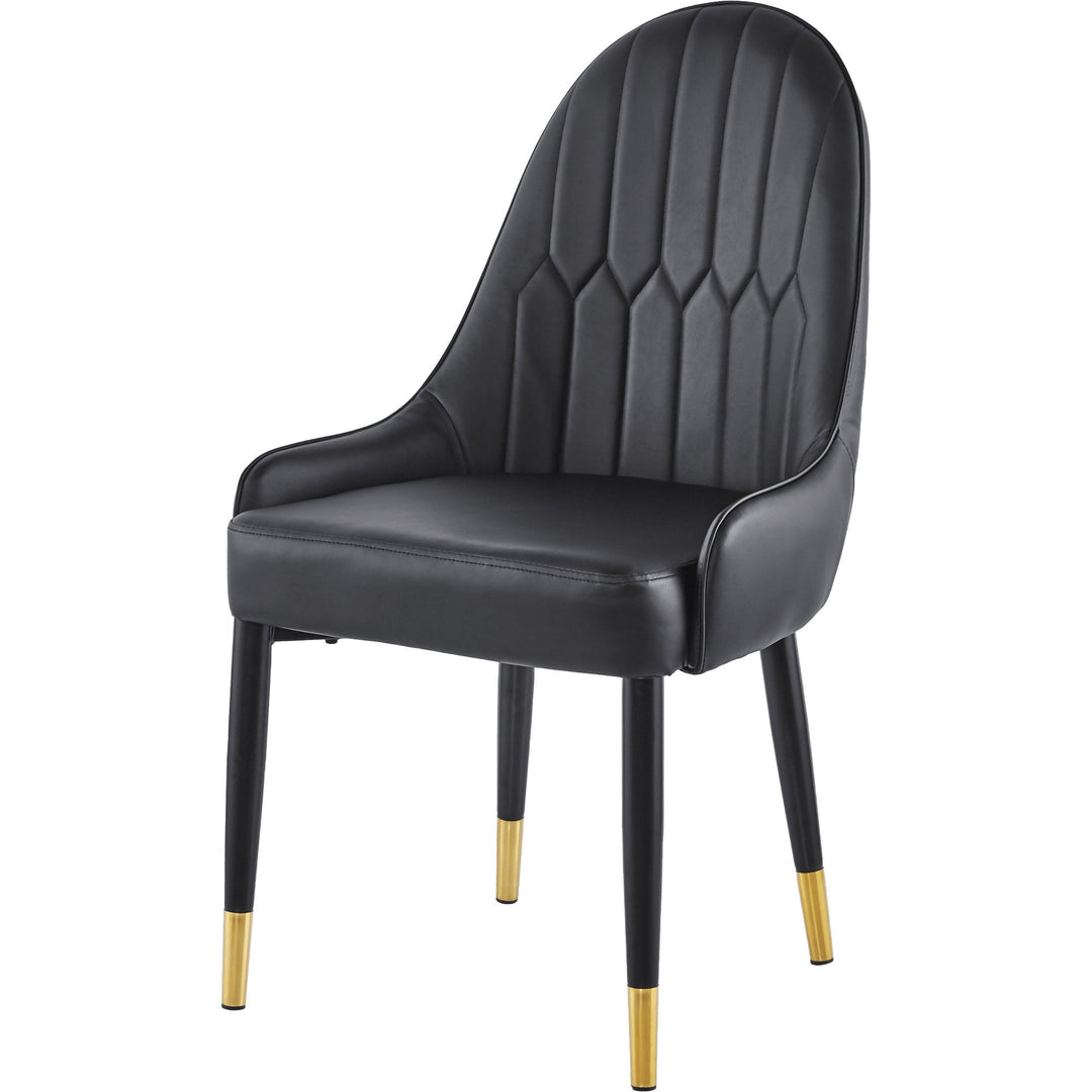 Stylish Upholstered Leather Dining Chair Set Of 2 - Modern Accent Chairs With Black Plastic Tube Plug Legs Image 6