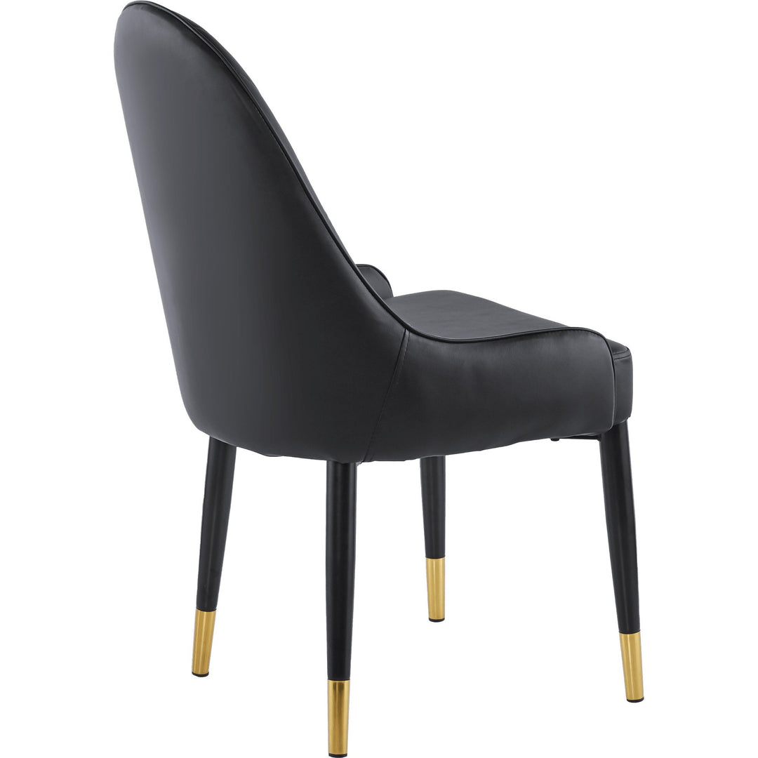 Stylish Upholstered Leather Dining Chair Set Of 2 - Modern Accent Chairs With Black Plastic Tube Plug Legs Image 7