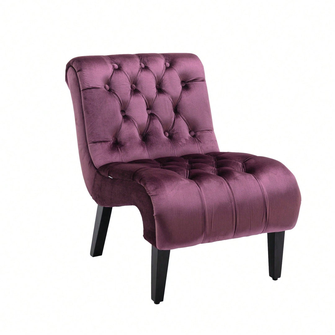 Stylish Velvet Accent Chair with Foam Padding and Solid Wood Legs for Living Room Bedroom Office Image 3