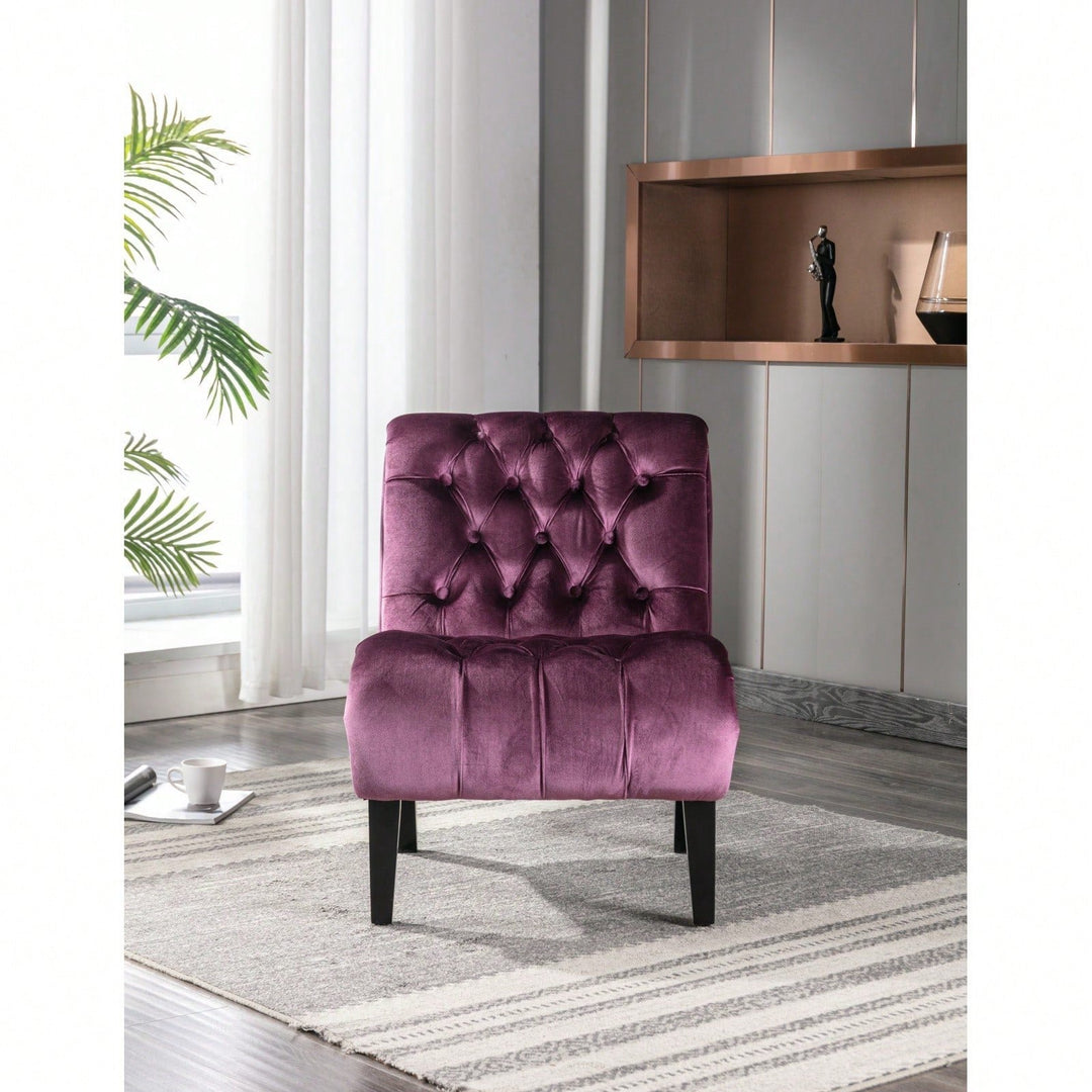 Stylish Velvet Accent Chair with Foam Padding and Solid Wood Legs for Living Room Bedroom Office Image 4