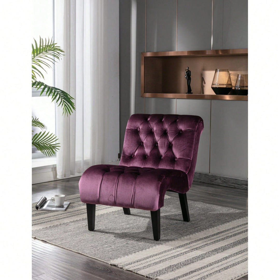 Stylish Velvet Accent Chair with Foam Padding and Solid Wood Legs for Living Room Bedroom Office Image 5