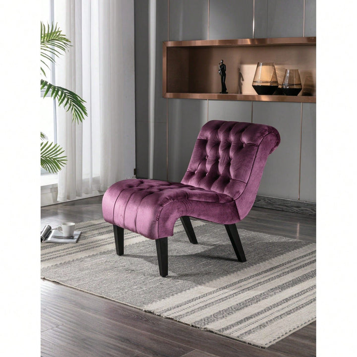 Stylish Velvet Accent Chair with Foam Padding and Solid Wood Legs for Living Room Bedroom Office Image 6