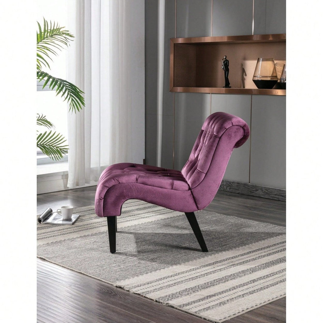 Stylish Velvet Accent Chair with Foam Padding and Solid Wood Legs for Living Room Bedroom Office Image 7