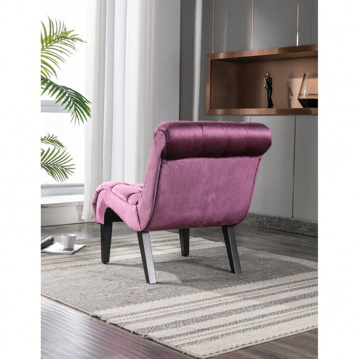 Stylish Velvet Accent Chair with Foam Padding and Solid Wood Legs for Living Room Bedroom Office Image 8