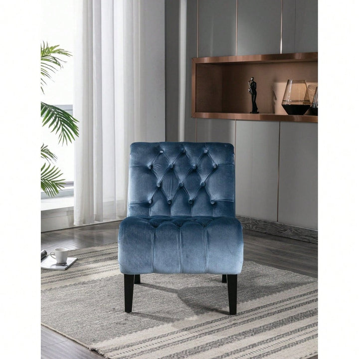 Stylish Velvet Accent Chair with Foam Padding and Solid Wood Legs for Living Room Bedroom Office Image 10