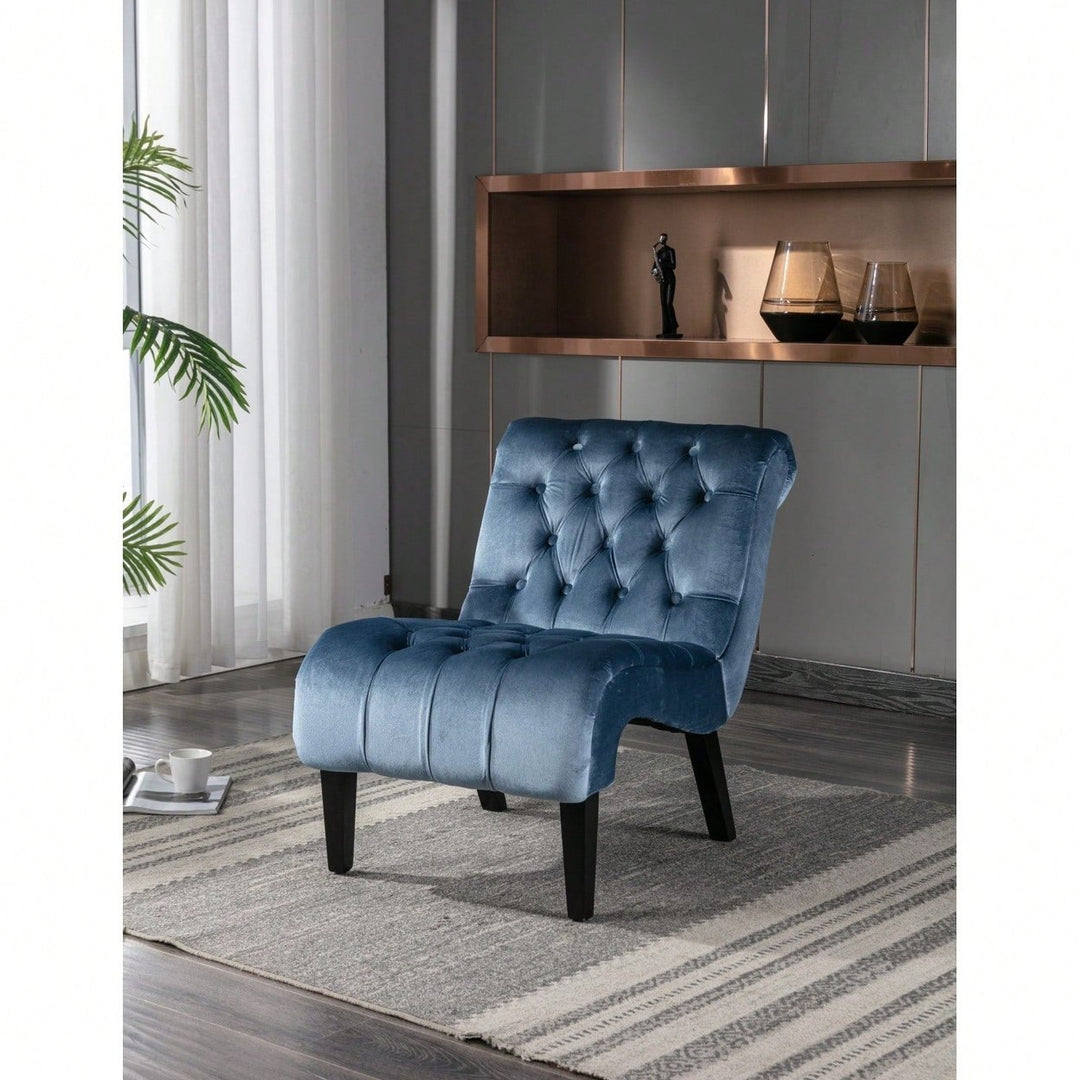 Stylish Velvet Accent Chair with Foam Padding and Solid Wood Legs for Living Room Bedroom Office Image 11