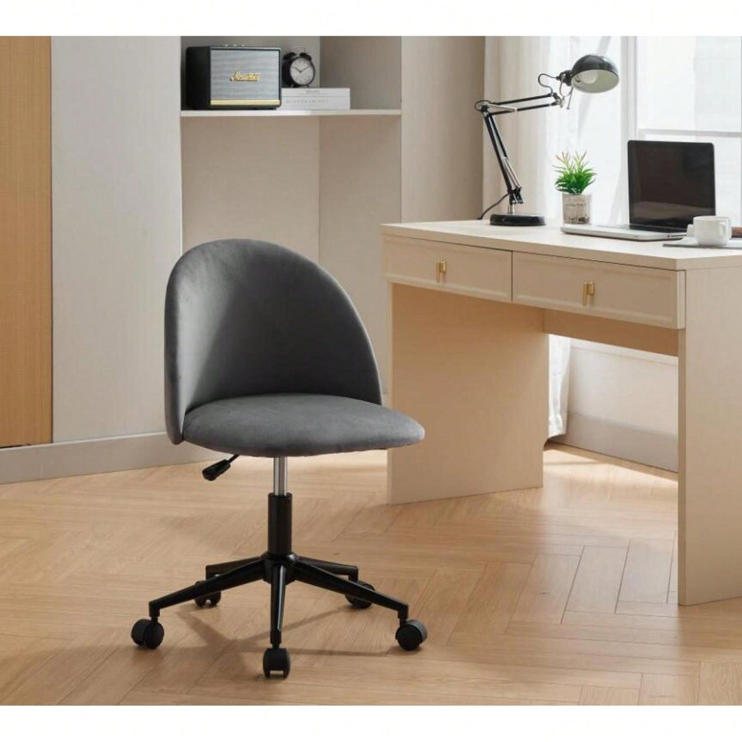 Stylish Velvet Office Chair With Adjustable Height And Ergonomic U-Shaped Design Image 5