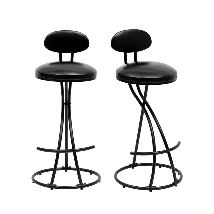 Stylish Velvet Round Bar Stools Set of 2 with Back for Dining Room Kitchen Island Comfortable Seating Durable Metal Image 1