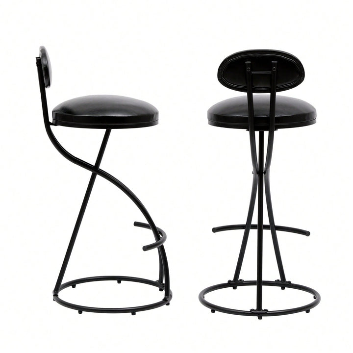 Stylish Velvet Round Bar Stools Set of 2 with Back for Dining Room Kitchen Island Comfortable Seating Durable Metal Image 3