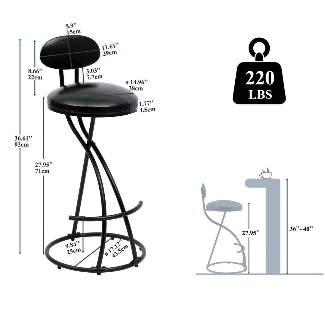 Stylish Velvet Round Bar Stools Set of 2 with Back for Dining Room Kitchen Island Comfortable Seating Durable Metal Image 6