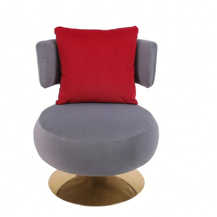 Swivel Accent Chair Armchair, Round Barrel Chair In Fabric For Living Room Bedroom Image 1