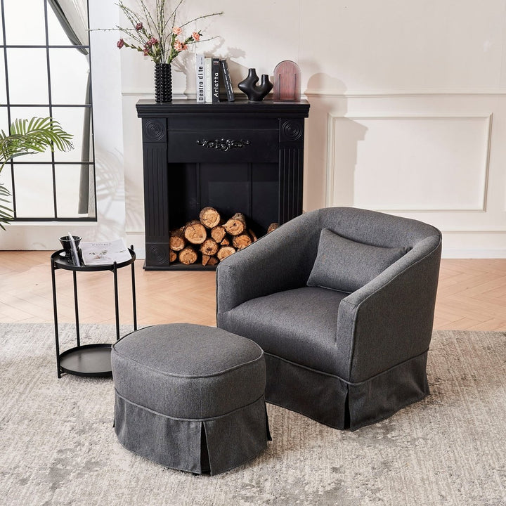 Swivel Accent Chair with Ottoman Image 2