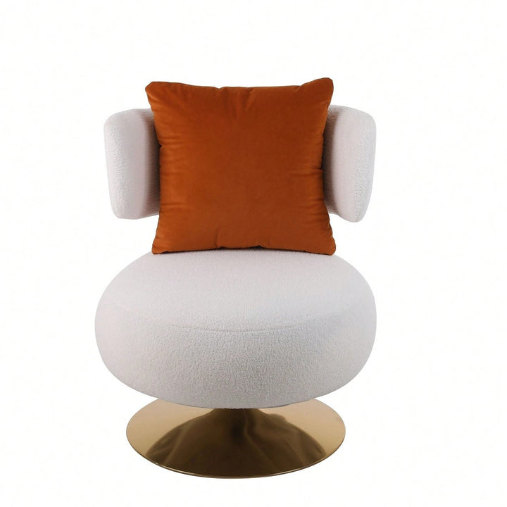 Swivel Accent Chair Armchair, Round Barrel Chair In Fabric For Living Room Bedroom Image 2