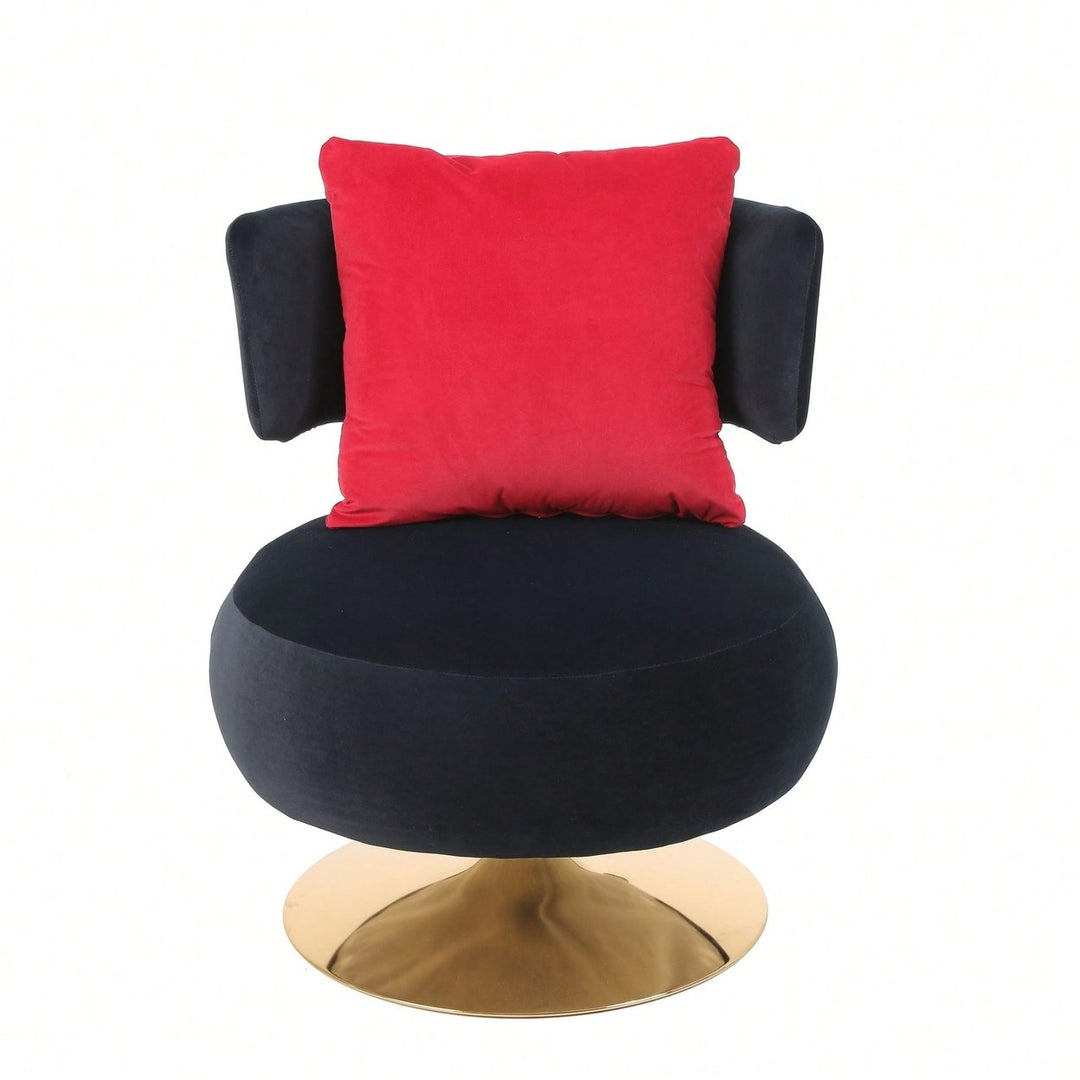 Swivel Accent Chair Armchair, Round Barrel Chair In Fabric For Living Room Bedroom Image 4