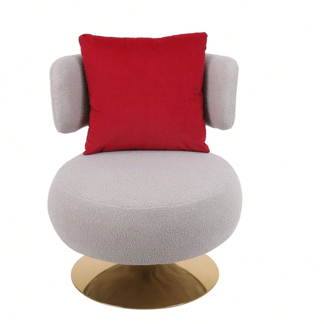 Swivel Accent Chair Armchair, Round Barrel Chair In Fabric For Living Room Bedroom Image 5