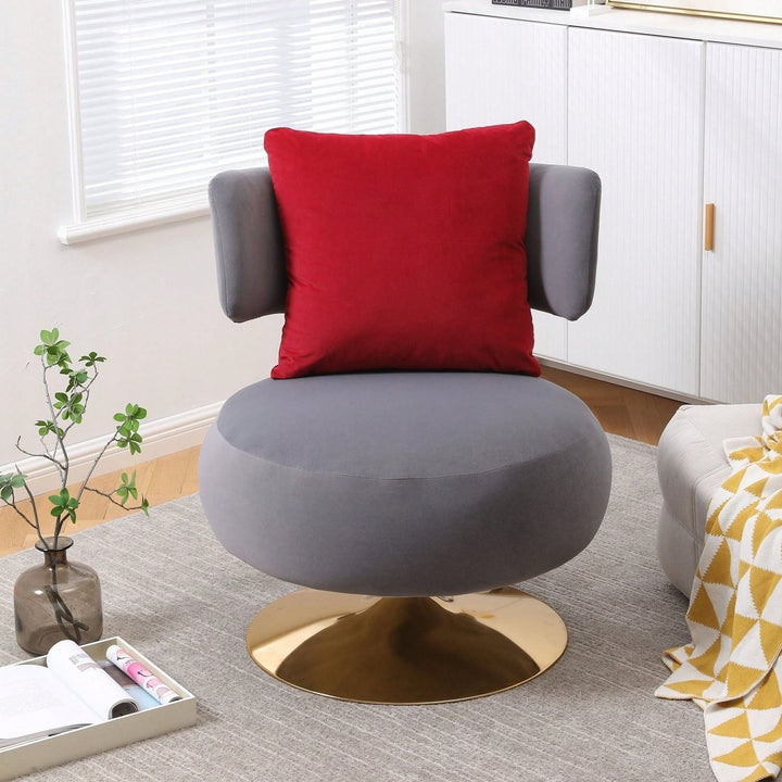 Swivel Accent Chair Armchair, Round Barrel Chair In Fabric For Living Room Bedroom Image 9