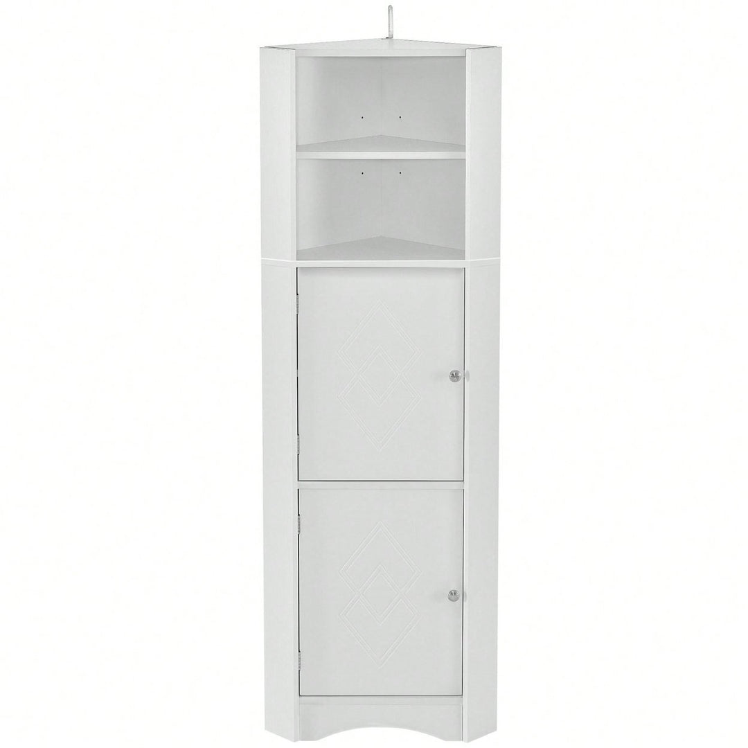 Tall Bathroom Corner Cabinet, Freestanding Storage Cabinet With Doors And Adjustable Shelves Image 5