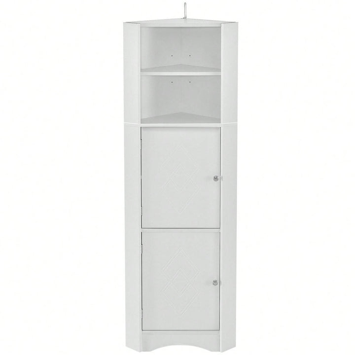 Tall Bathroom Corner Cabinet, Freestanding Storage Cabinet With Doors And Adjustable Shelves Image 5