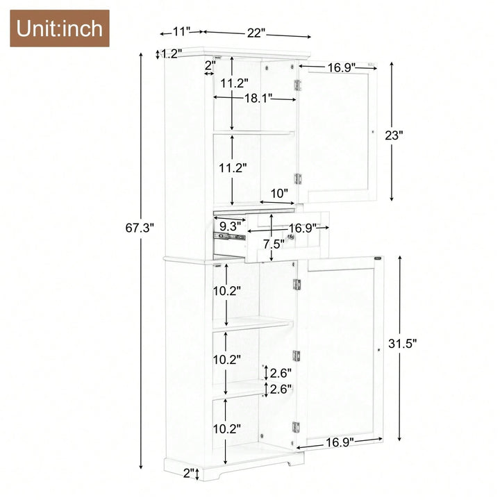 Tall Freestanding Bathroom Storage Cabinet with Drawer Adjustable Shelves Water-Resistant Easy Clean Anti-Tip Design for Image 6