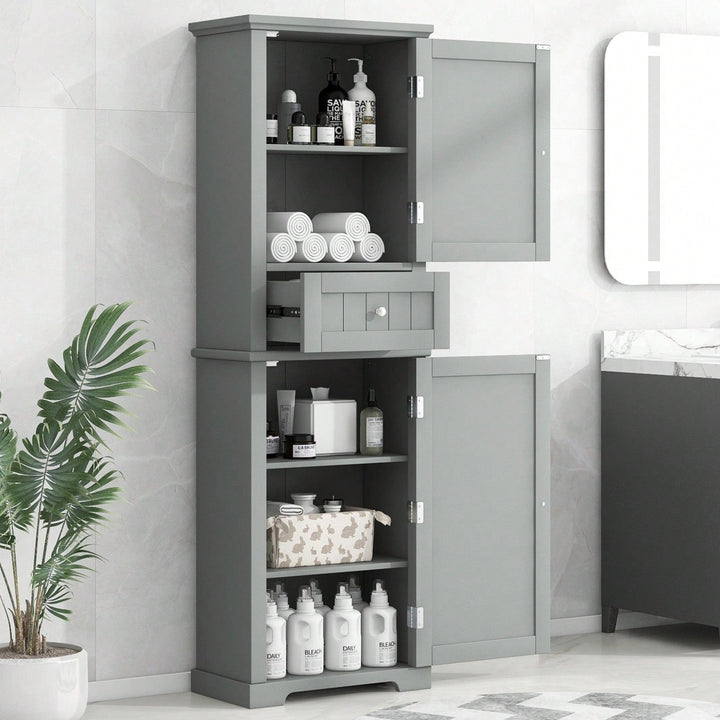 Tall Freestanding Bathroom Storage Cabinet with Drawer Adjustable Shelves Water-Resistant Easy Clean Anti-Tip Design for Image 9