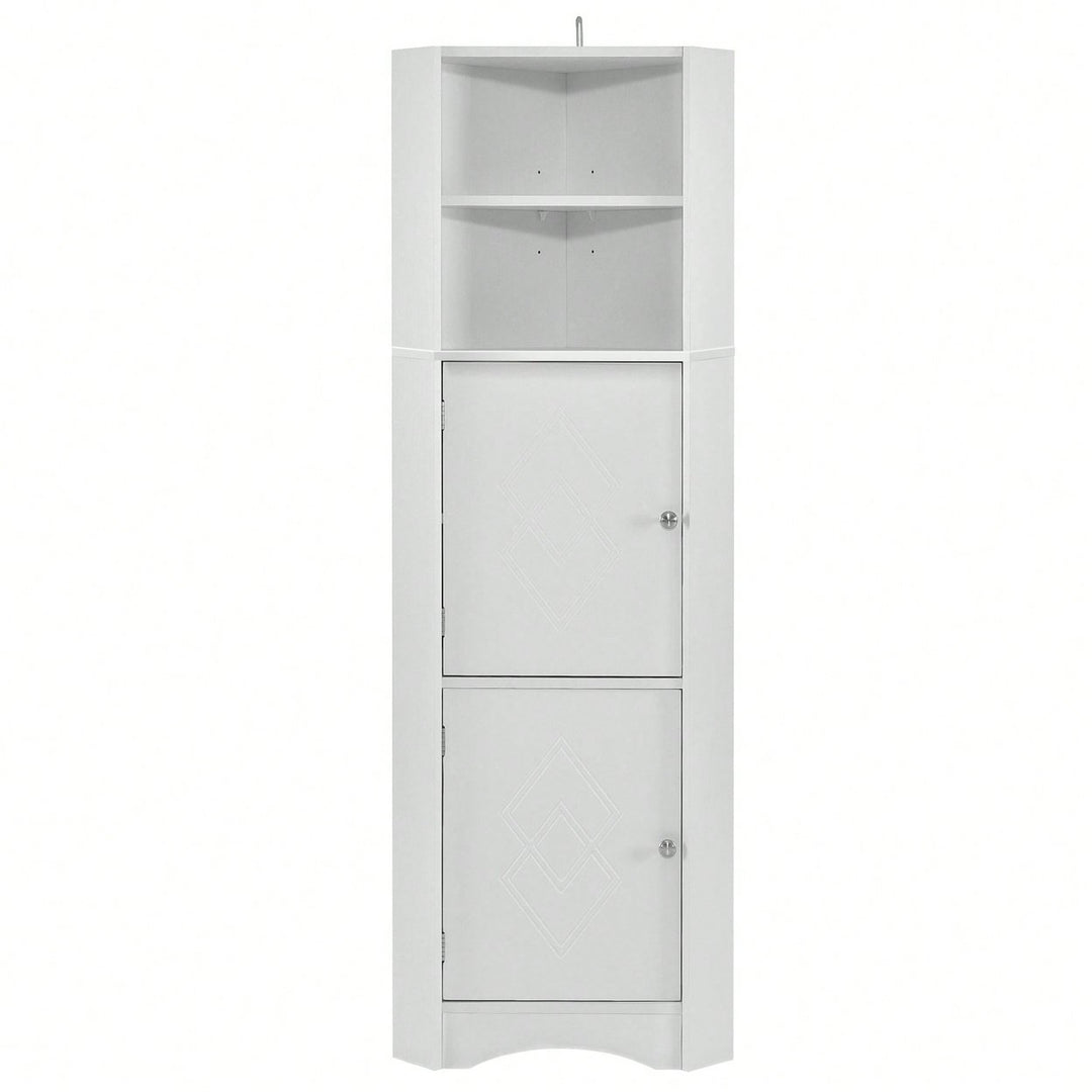 Tall Bathroom Corner Cabinet, Freestanding Storage Cabinet With Doors And Adjustable Shelves Image 12