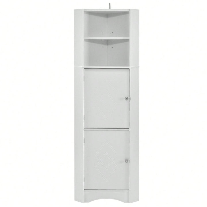 Tall Bathroom Corner Cabinet, Freestanding Storage Cabinet With Doors And Adjustable Shelves Image 12