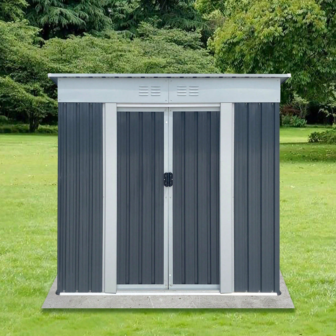 Spacious 6FTx4FT Outdoor Storage Shed With Pent Roof In Green - Perfect For Organizing Garden Equipment And Tools Image 3