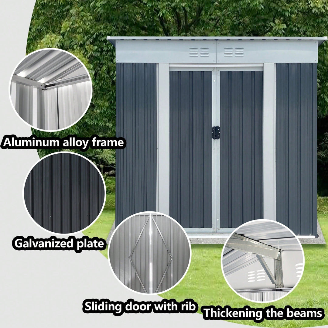 Spacious 6FTx4FT Outdoor Storage Shed With Pent Roof In Green - Perfect For Organizing Garden Equipment And Tools Image 6