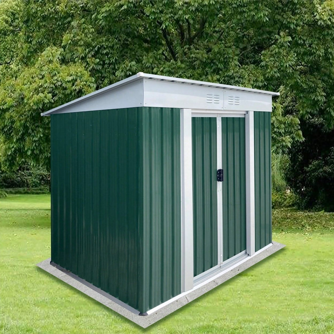 Spacious 6FTx4FT Outdoor Storage Shed With Pent Roof In Green - Perfect For Organizing Garden Equipment And Tools Image 9