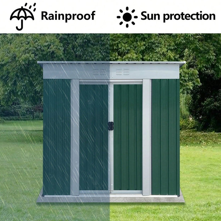 Spacious 6FTx4FT Outdoor Storage Shed With Pent Roof In Green - Perfect For Organizing Garden Equipment And Tools Image 10