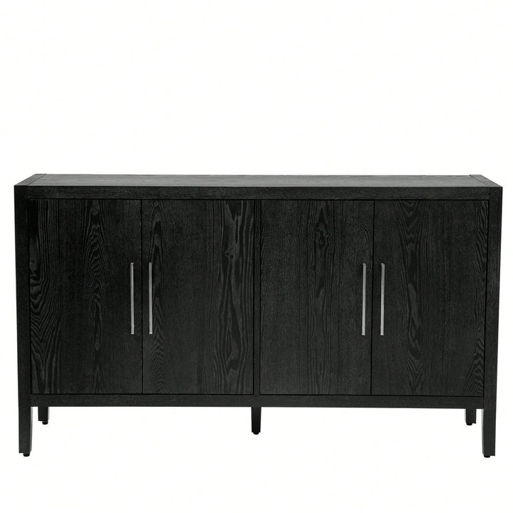 Storage Cabinet Sideboard Wooden Cabinet With 4 Metal Handles ,4 Shelves And 4 Doors For Hallway, Entryway, Living Room Image 5