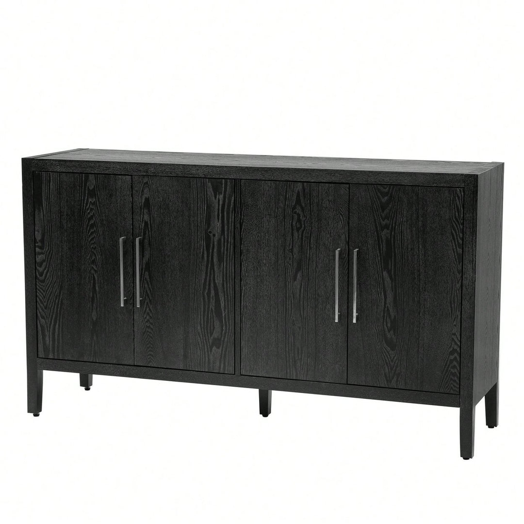 Storage Cabinet Sideboard Wooden Cabinet With 4 Metal Handles ,4 Shelves And 4 Doors For Hallway, Entryway, Living Room Image 6