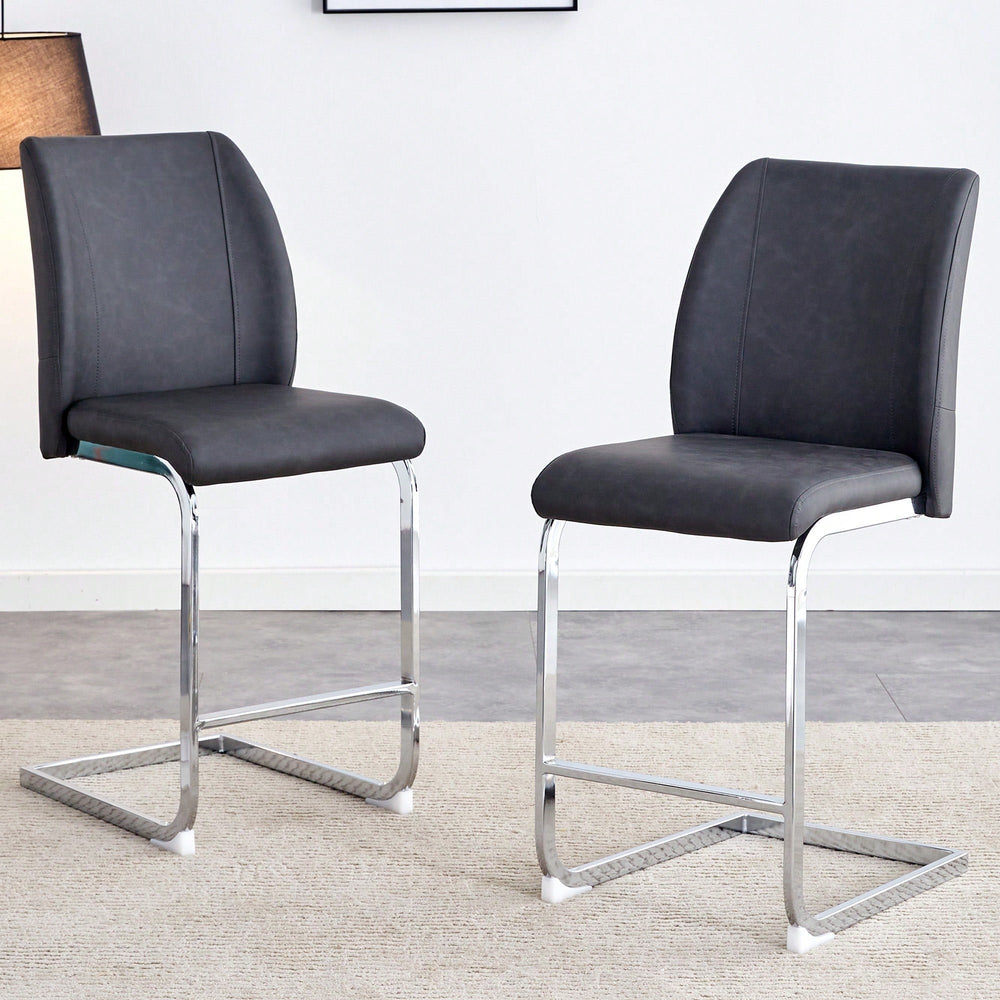 Stylish Set Of 2 Small Chairs With Silver-Plated Metal Legs For Dining Room, Kitchen, Terrace, And Office Use Image 2