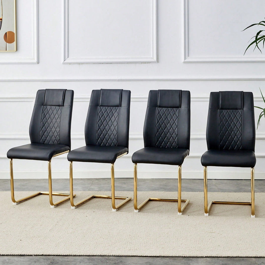 Stylish Set of 4 PU Leather Dining Chairs with Gold Legs for Kitchen Living Room Office Image 1