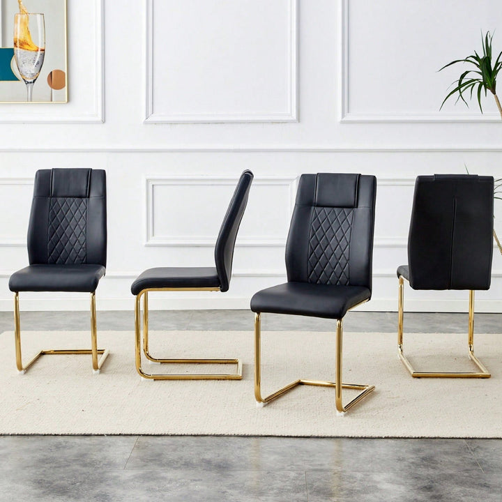 Stylish Set of 4 PU Leather Dining Chairs with Gold Legs for Kitchen Living Room Office Image 5