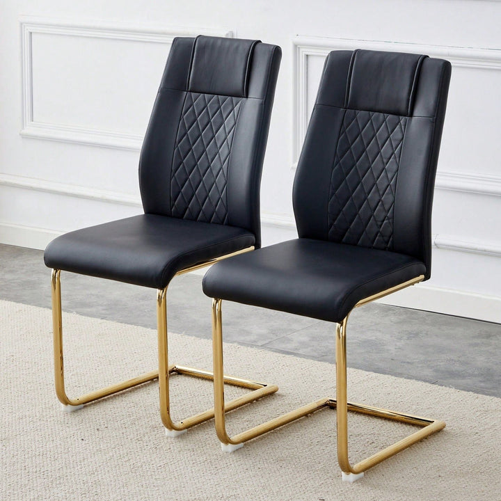 Stylish Set of 4 PU Leather Dining Chairs with Gold Legs for Kitchen Living Room Office Image 7