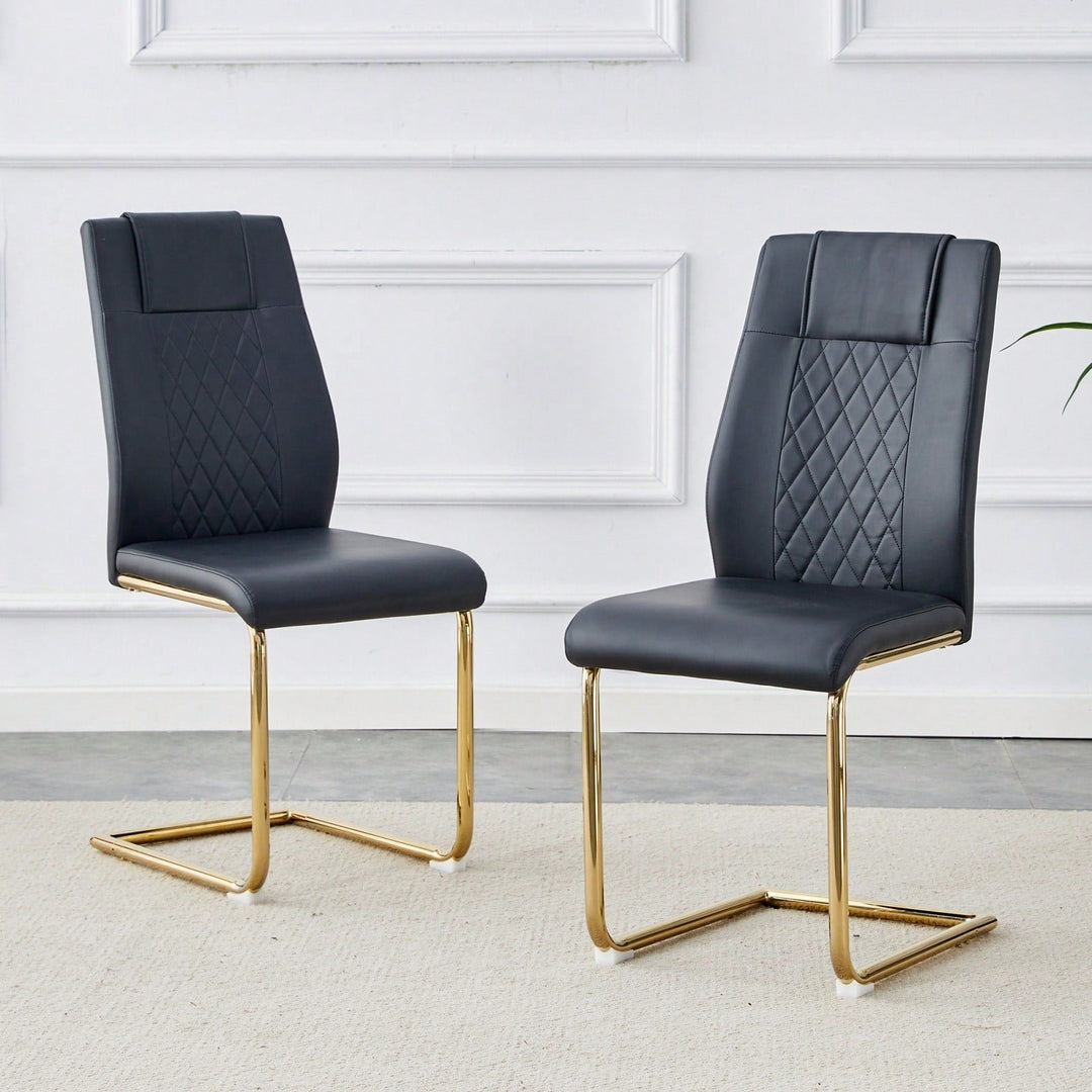 Stylish Set of 4 PU Leather Dining Chairs with Gold Legs for Kitchen Living Room Office Image 8