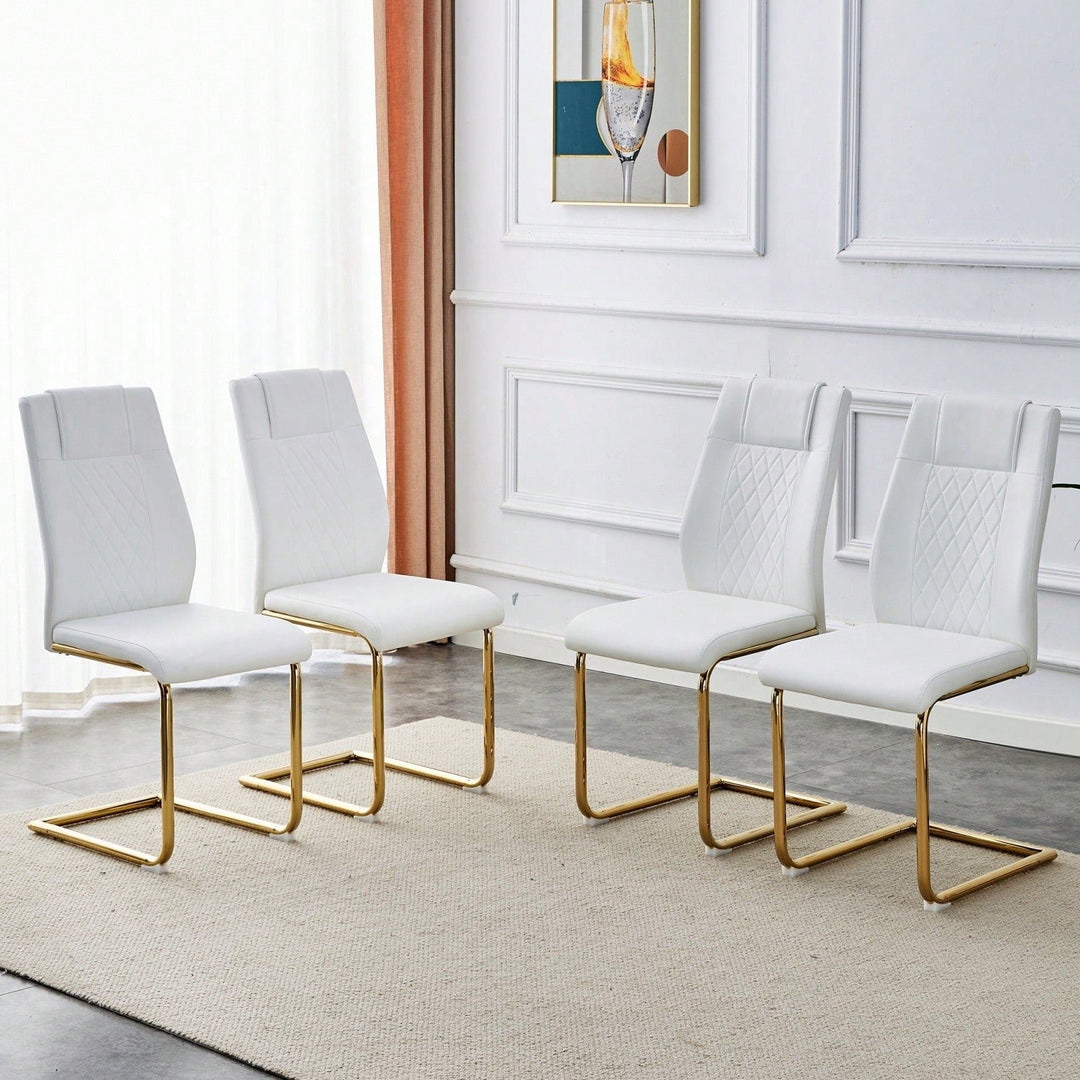 Stylish Set of 4 PU Leather Dining Chairs with Gold Legs for Kitchen Living Room Office Image 10