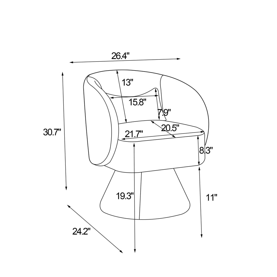 Stylish Swivel Accent Armchair With Round Barrel Design, Cozy Fabric Seating For Living Room Or Bedroom - Beige Image 9