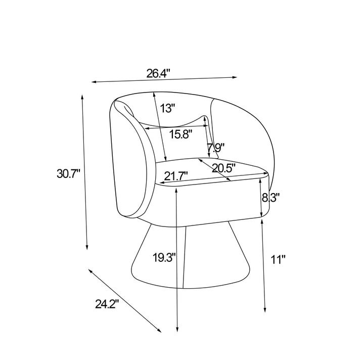 Stylish Swivel Accent Armchair With Round Barrel Design, Cozy Fabric Seating For Living Room Or Bedroom - Beige Image 9