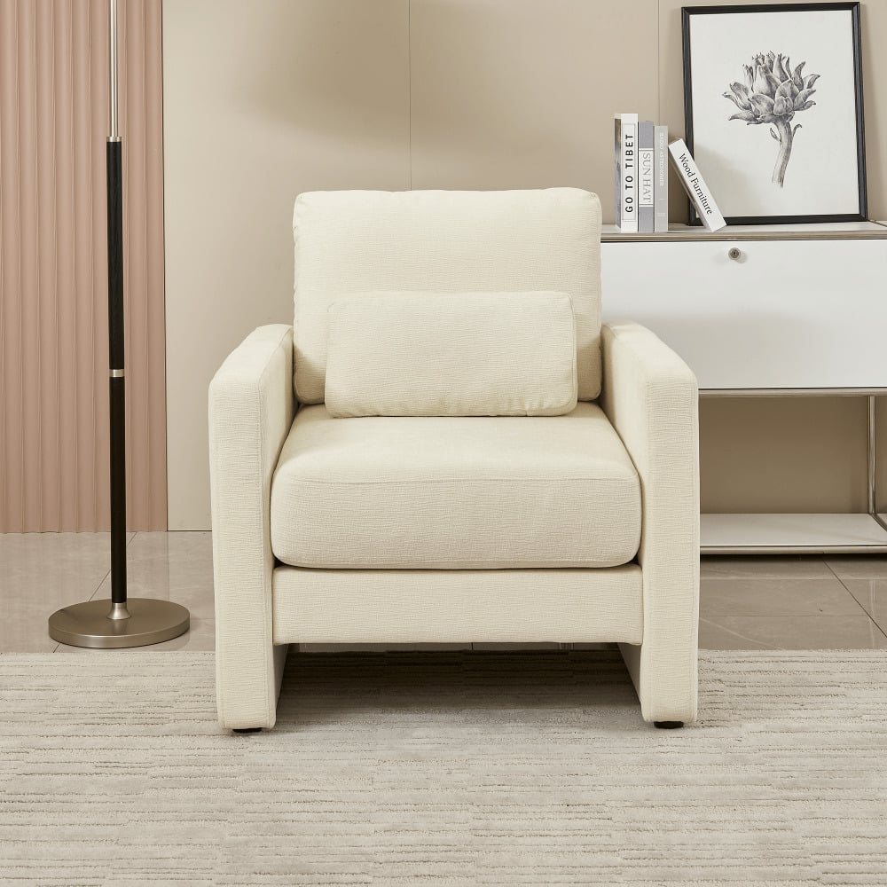 Stylish Chenille Upholstered Accent Chair With Solid Wood Frame - Perfect For Living Room, Bedroom, Or Image 1