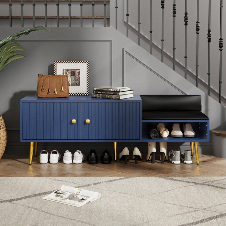 Stylish Entryway Shoe Storage Bench with Hidden Compartment and Soft Cushion - Holds 12 Pairs - Ideal for Bedroom and Image 4