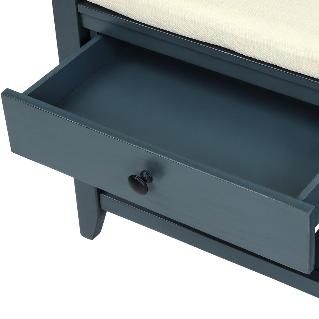 Shoe Rack with Cushioned Seat and Drawers, Multipurpose Entryway Storage Bench Image 9