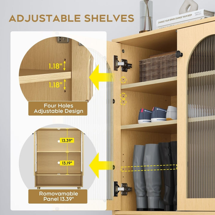 Shoe Storage Cabinet with Adjustable Shelves and Glass Doors for Organized Footwear Display Image 2